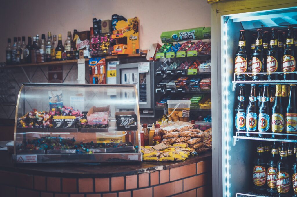 commercial fridge in use