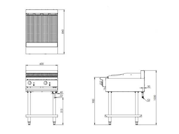 B+S 600mm Char Broiler On Stand KCBR-6 - Image 2