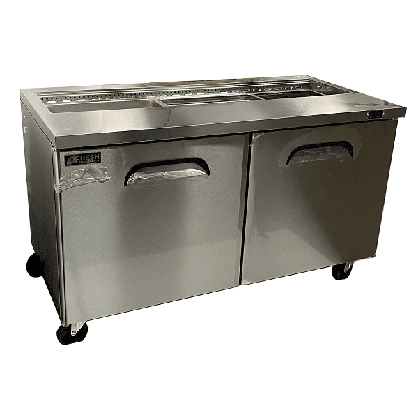 FRESH Refrigeration 2 Door Slide Top Prep Table Fridge