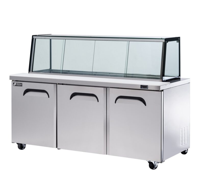 FRESH Glass Canopy Salad & Noodle Bar Fridge 3 Doors