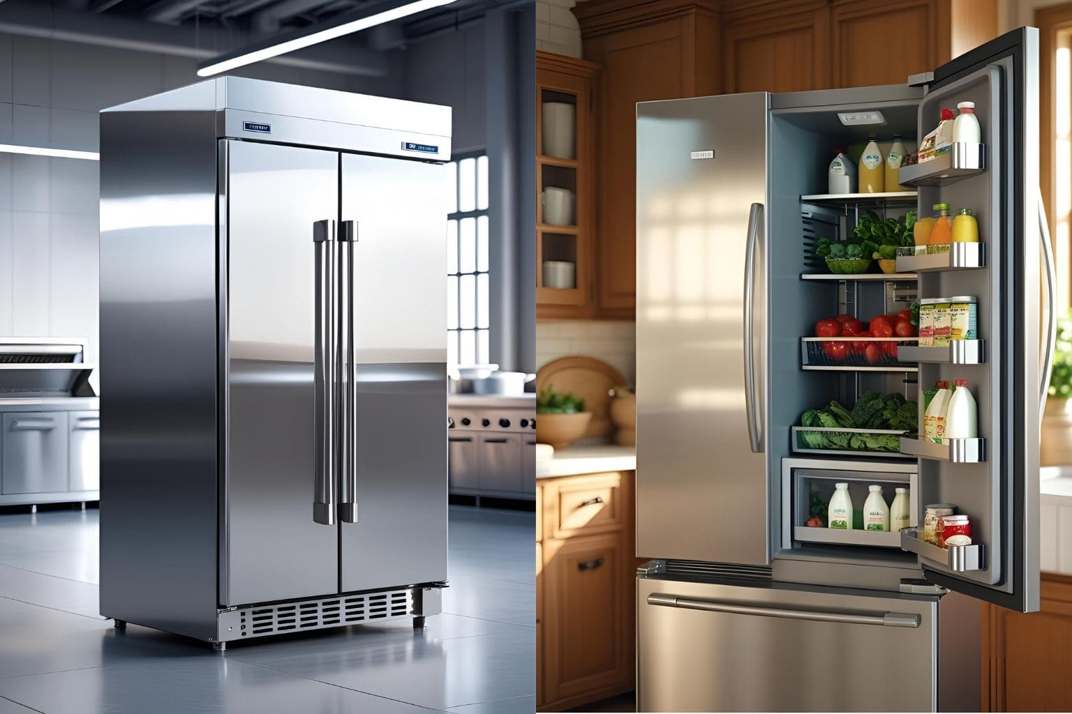 commercial fridge in comparison with domestic fridge