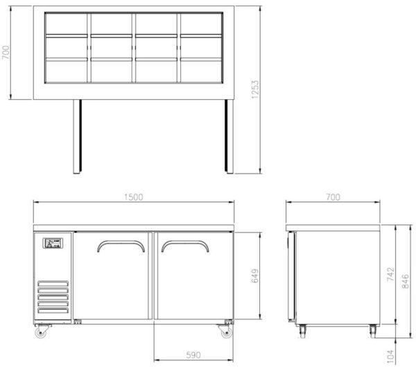 FRESH Open Air Salad Table - 2 Doors 1500mm Wide