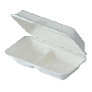 Sugarcane Clamshell Snack Box 2 Compartments (250pcs)