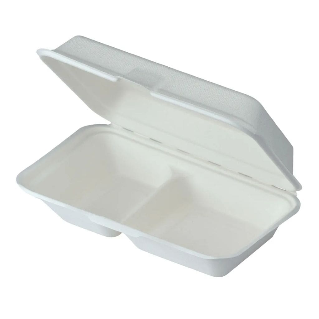 Sugarcane Clamshell Snack Box 2 Compartments (250pcs)