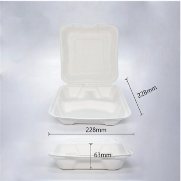 Sugarcane Bio Clamshell 9" 3 Compartments 1300ml (200pcs)