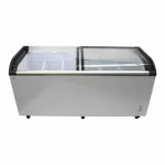 Curved top commercial chest freezer with sliding glass lids