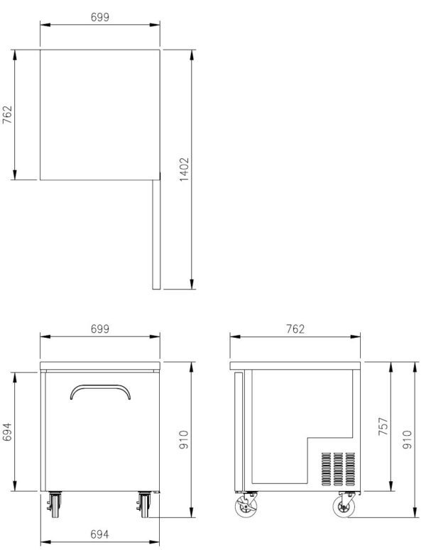 fresh Rear Mount Underbench Fridge