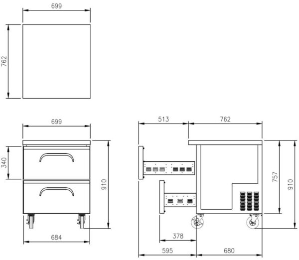 fresh rear mount drawer fridge freezer