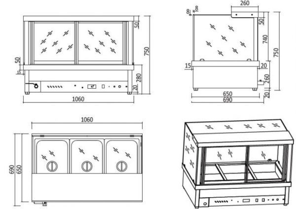 COOKRITE WET HOT FOOD DISPLAY 730 MM CRB-4