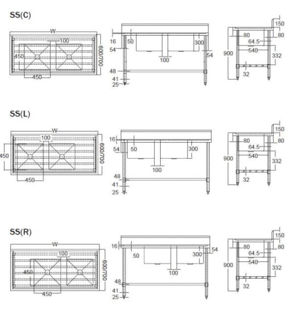 Mixrite Stainless Steel Double Sink Bench