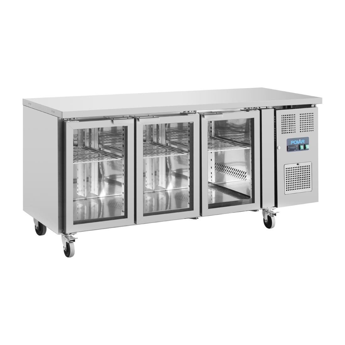 Polar U-Series Three Glass Door Counter Fridge