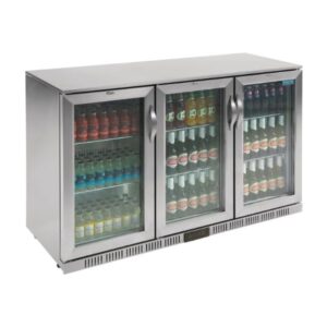 Polar G-Series 3 Door Counter Back Bar Fridge | Stainless Steel 330Litre