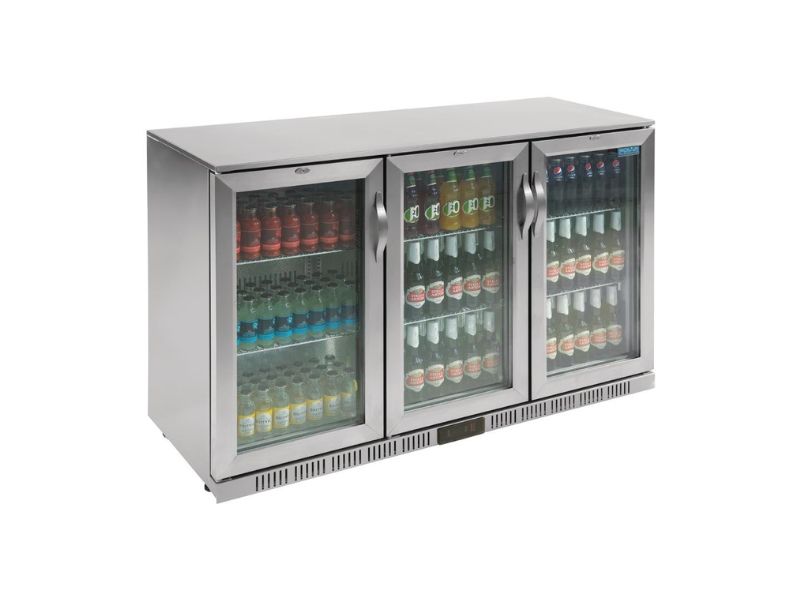 Polar G-Series 3 Door Counter Back Bar Fridge | Stainless Steel 330Litre