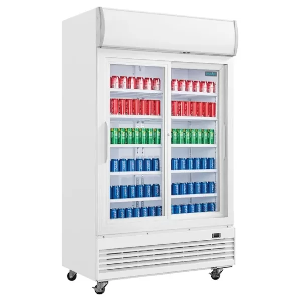 Polar G-Series Sliding Door Upright Display Fridge with Light Box 950Ltr GE581-A