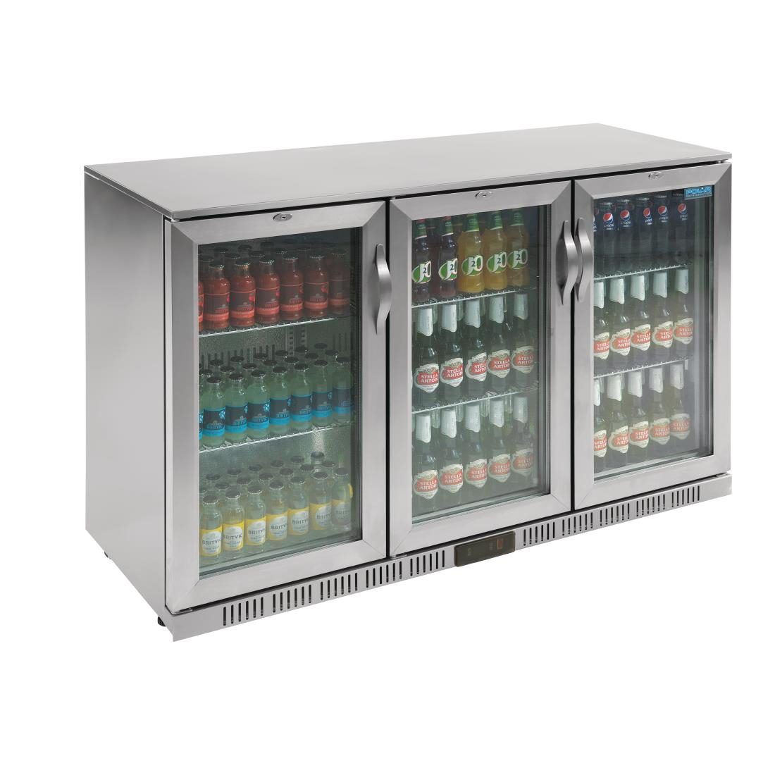 Polar G-Series 3 Door Counter Back Bar Fridge | Stainless Steel 330Litre