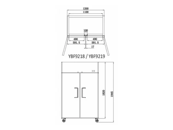 Atosa Stainless-steel Narrow Upright Two Door Freezer YBF9219