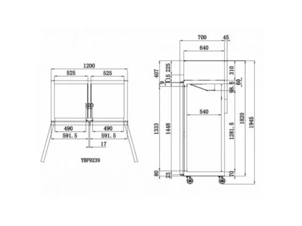 Atosa Narrow Upright Two Door Dual Temperature YBF9239