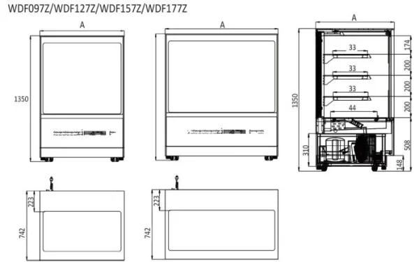 Atosa Free-standing Square Glass Cake Showcase Fridge WDF097Z