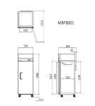 Atosa Stainless-steel Upright One Door Freezer MBF8001 - spec dimensions
