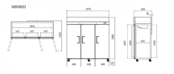 Atosa Stainless-steel Upright Three Door Fridge MBF8006