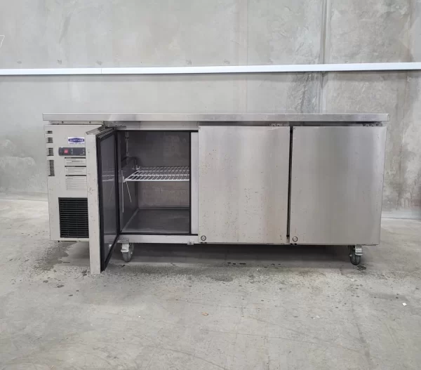 used underbench commercial fridge for sale, second-hand undercounter fridge for sale, 3 door underbench fridge for sale in sydney and australia, used commercial underbench fridge, pre-owned commercial underbench fridge, refurbished commercial underbench fridge