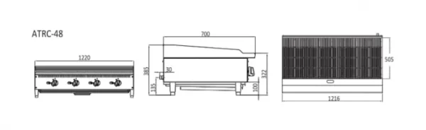 Cookrite Radiant Broiler ATRC-48-LPG, Countertop BBQ Grill, commercial bbq broiler for sale in sydney, commercial char grill for sale in australia, ATRC-48-NG