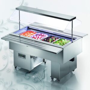 Tecfrigo Refrigerated self-serve mobile salad bar, TEC_ISO4INOXR290, buffet fridge, buffet salad bar, ISOLA 6 VT INOX