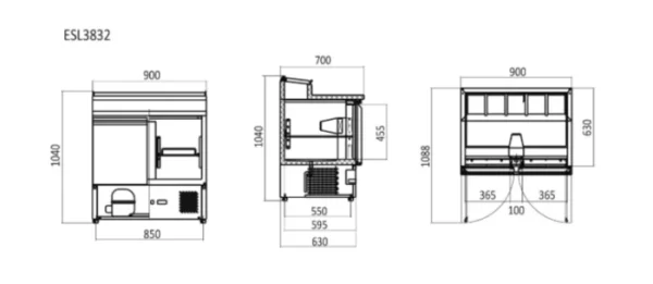 Atosa 2 Door Open Top Saladette Fridge ESL3832 - Image 2