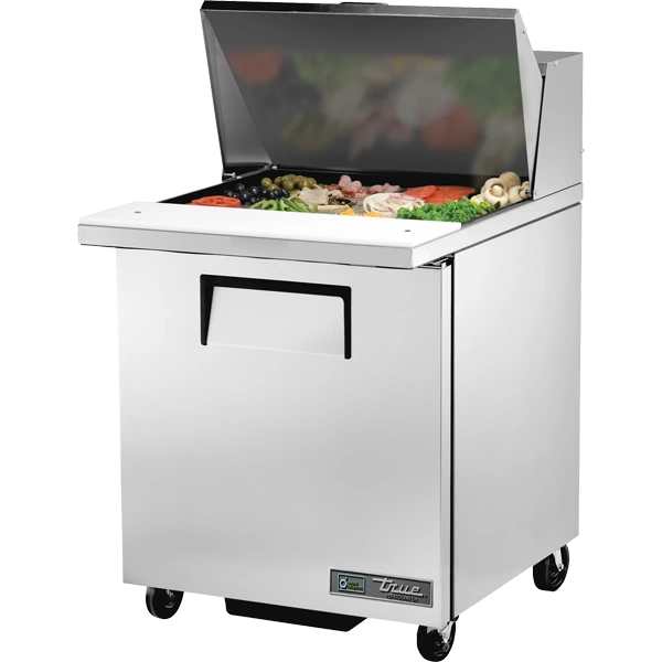 True Salad Prep Counter 1 door, 12x 1/6 Top Pans, TSSU-27-12M-C-HC