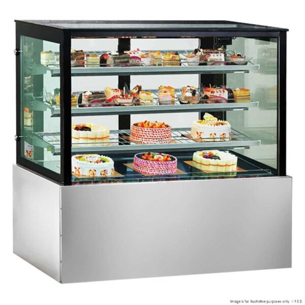 Bonvue Chilled Food Display, SL830V 900mm Wide square glass cake display fridge, SL840V, 1200mm wide cake display fridge for sale, SL850V, 1500mm wide display fridge, SL860V, 1800mm wide cake display cabinet, SL880V, 2400mm wide cake display fridge for sale