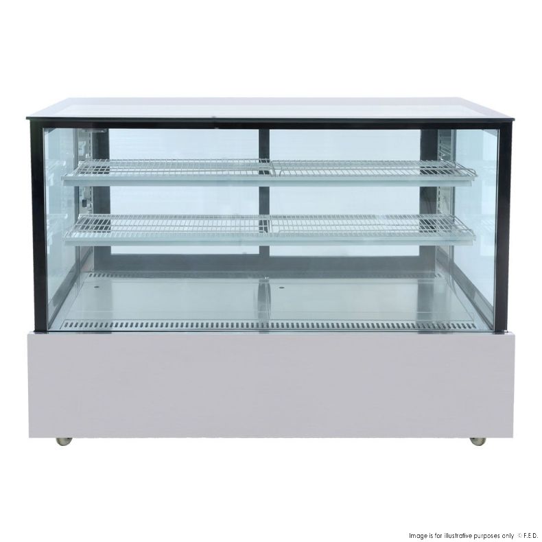 Bonvue Black Trim Square Glass Cake Display, SSU150-2XB, 1500mm wide cake display fridge for sale