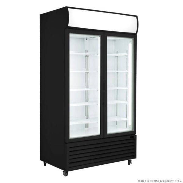 Thermaster 1000L 2 Door Upright Drink Fridge Black, LG-1000BP