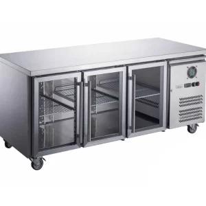 XUB7C18G3V, FED-X 3 Glass Door Bench Fridge 700mm Deep, 700mm deep