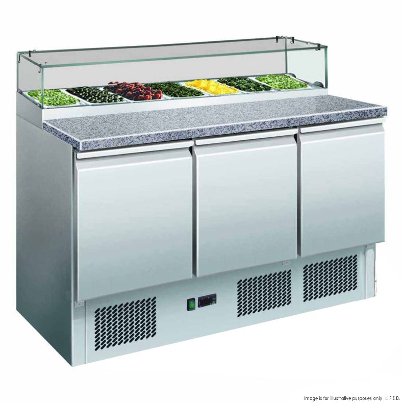 Thermaster 3 Door Marble Top Salad Prep Fridge, GNS1300E