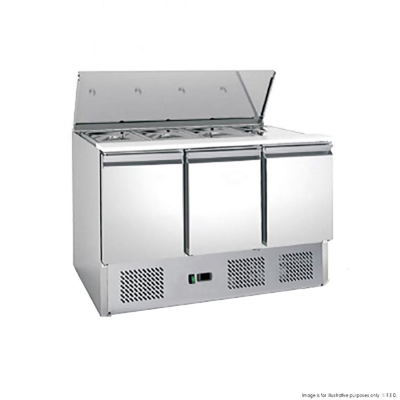 XGNS1300S, FED-X 3 Door Salad Prep Fridge with Lid