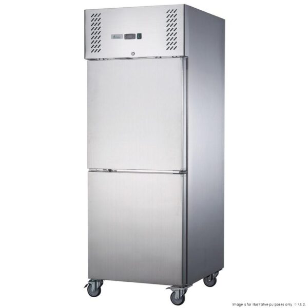 FED-X Two Split Solid Door Upright Fridge, XURC600S1V