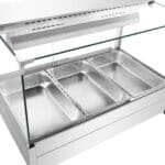 3 pan hot food holding food warmer with glass canopy