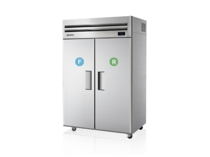 Skipio 2 Door Upright Dual Temp Fridge & Freezer, SRFT45-2