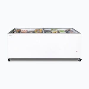 large chest freezer with sliding glass lids