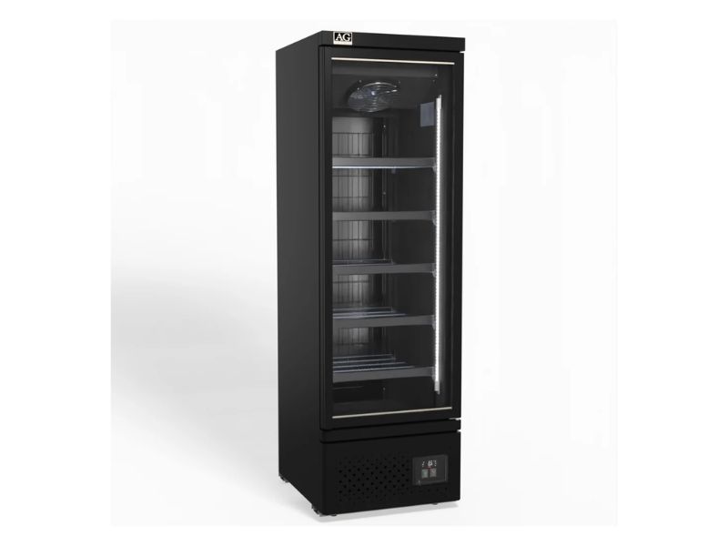 AG CSB450 Supermarket Single Door Upright Display Fridge - Black