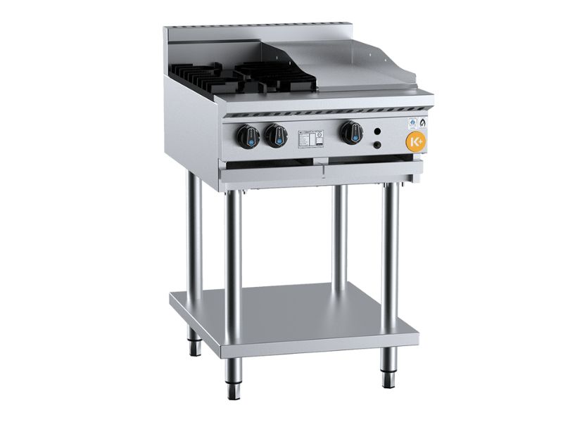 B+S Combination Two Open Burners & 300mm Grill Plate on Stand