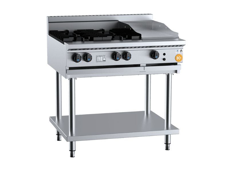 B+S Four Open Burners & 300mm Grill Plate on Stand KBT-SB4-GRP3