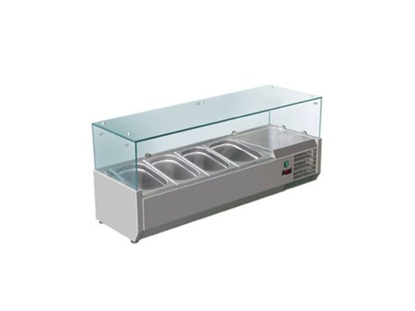 FED-X XVRX1200/380 Flat Glass Bench Top Salad Bar fridge 4 GN pans