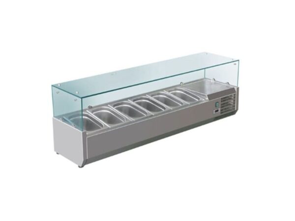 FED-X Flat Glass Refrigerated Salad Bar - XVRX1500/380 6 1/3 GN pan