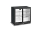 Atosa Back Bar Fridge with 2 Sliding Doors, black exterior, model number is BB-208SEC