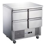 FED-X four Drawer Compact Workbench Fridge 900mm Wide, XGNS900-4D