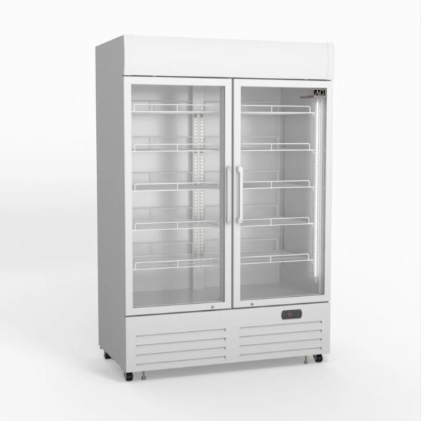 AG Upright Glass Door Fridge with 2 Doors, 1101 litre capacity and White exterior, DF1100WL