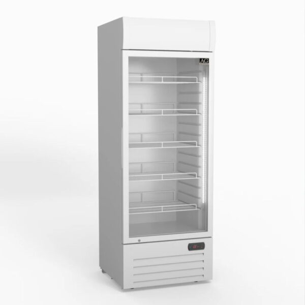 AG Upright Glass Door Fridge with 1 Door and white exterior, DF515WL