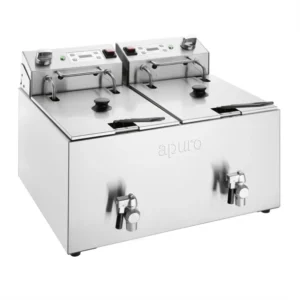Apuro Benchtop Twin Tank Fryer with two 8 litre oil pans, CU621-A