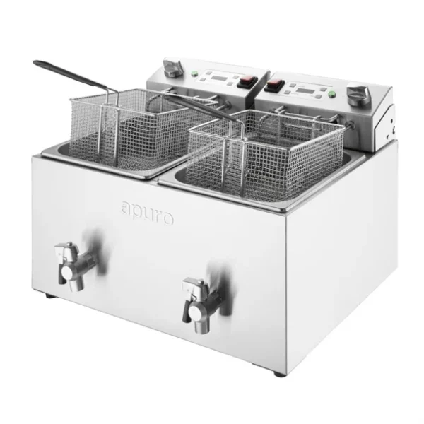 Apuro Benchtop Twin Tank Fryer 2 x 8L - CU621-A - Image 2